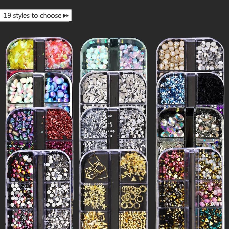 Neue Nagel Kunst Dekorationen 3D Kristall AB Strass Nagel Steine Charme Edelsteine Perle DIY Gold Silber Niet NäGel Schmuck Zubehör