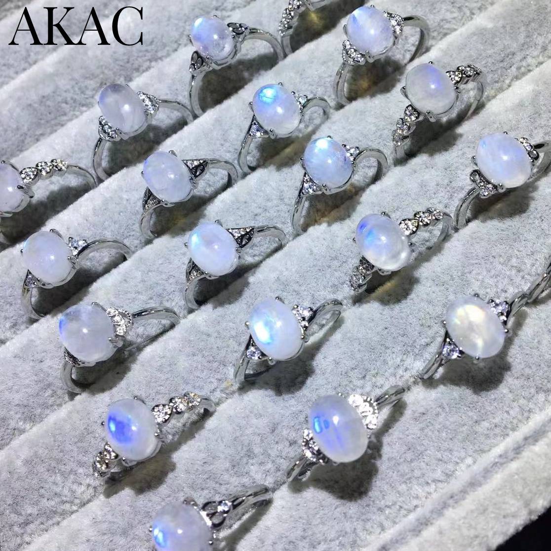 3 ringe/set, ca. 7*9mm verstellbare ringe aus natürlichem akac-regenbogenmondstein (zufällige auswahl).