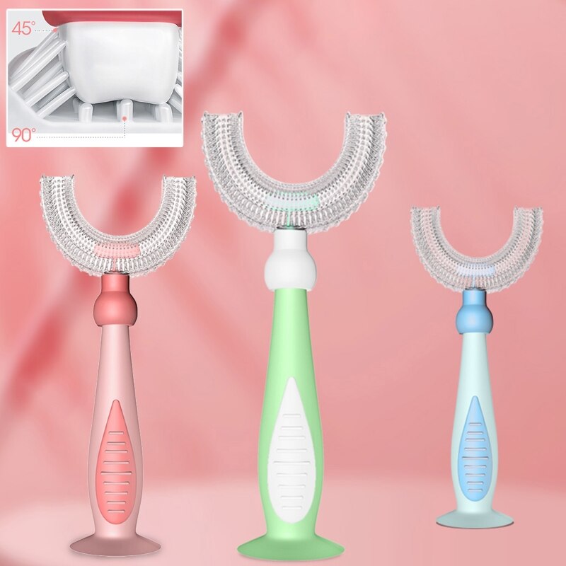 Gxmb Kids U Vormige Tandenborstel Met Siliconen Borstelkop Massage Tandenborstel Hele Mond Tanden Reinigen Voor Kids 2-12 jaar Oud