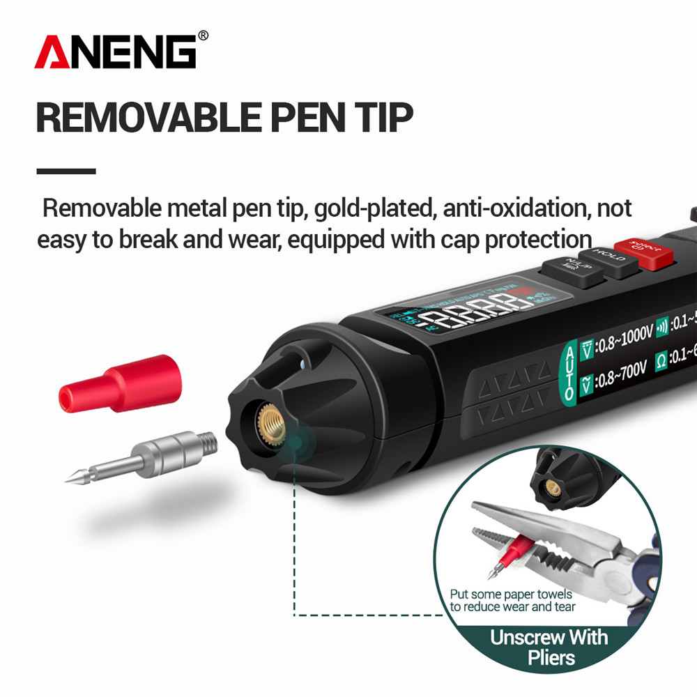 Aneng  a3008 digital multimeter automatisk intelligent sensor penntestare 6000 siffror beröringsfri spänningsmätare multimeter polimetro