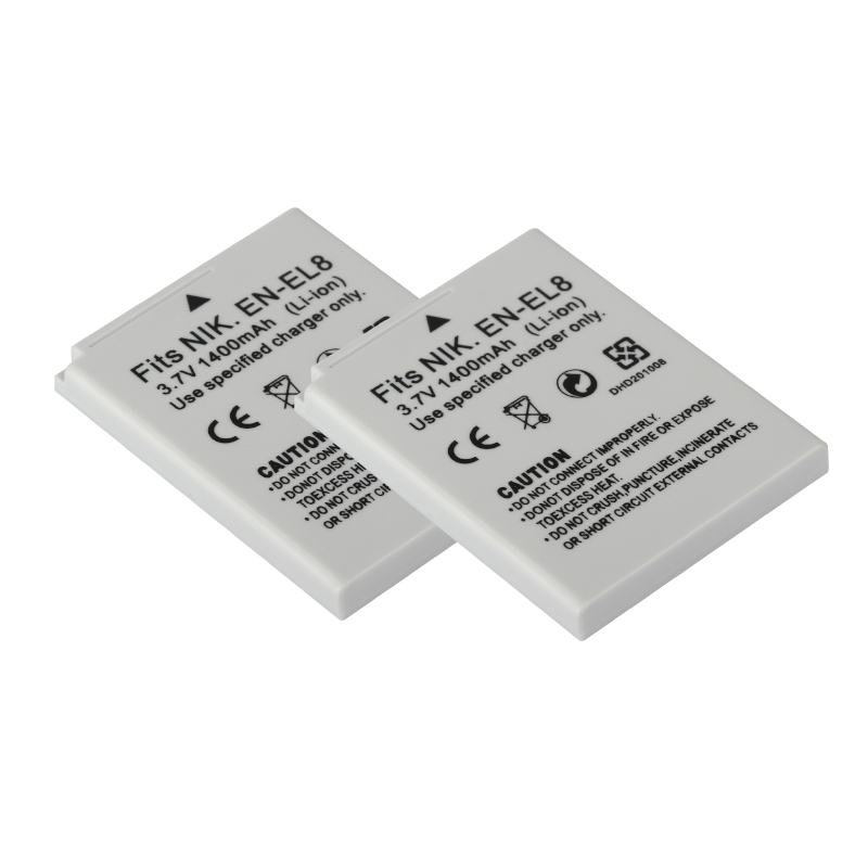 EN EL8 ENEL8 Camera Battery for Nikon COOLPIX P1 P2 L1 L2 S1 S2 S3 S4 S5 S6 S7 S7C S8 S9 S51 S50 S52 EN-EL8 1400mAh Batteries: black