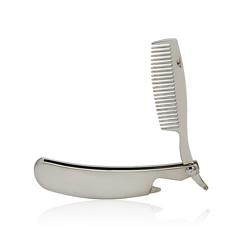CestoMen-peine de Metal plegable para Barba multifuncional, peine de viaje de bolsillo, abrebotellas de acero inoxidable, herramienta para moldear bigote: Default Title