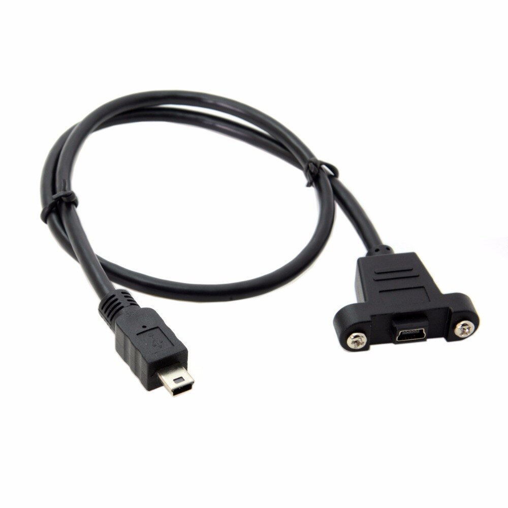 10pcs/lot CY Panel Mount Type Mini USB 5Pin Male to Female Extension Adapter Cable with Screws 50cm