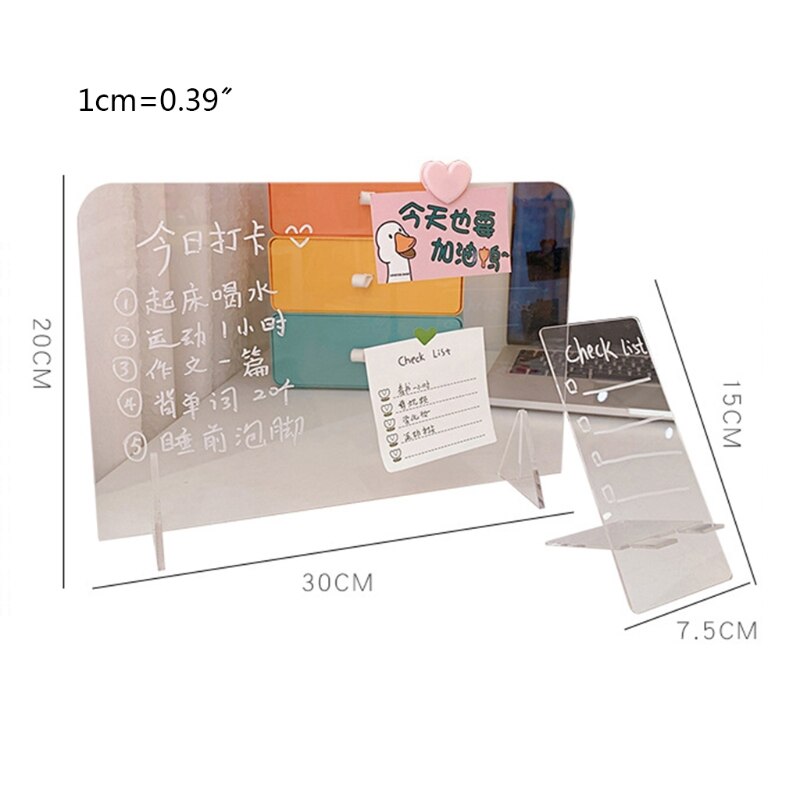 Transparent Acrylic Erasable Message Board 2 in 1 Multifunctional Phone Holder Writingboard Office School Stationery