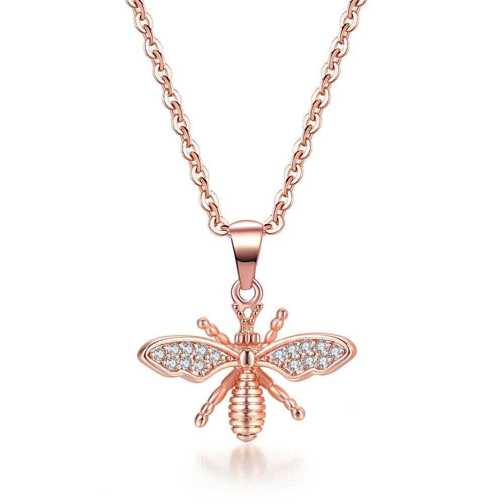 Exquisite And Lovely Insect Bee Pendant Necklaces For Women Birthday With Cubic Zirconia Jewelry Wholesael DWN082: Default Title