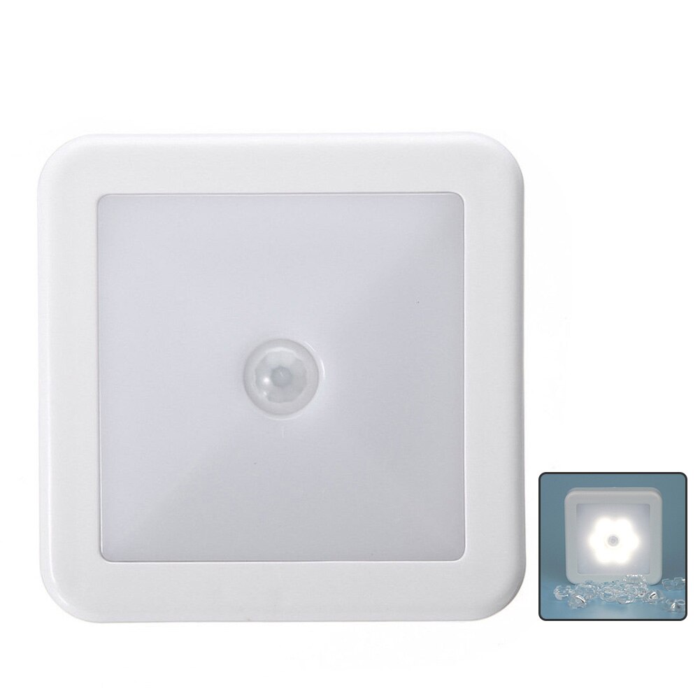 Cabinet Battery Powered Night Light Auto On Off Square Stair PIR Motion Sensor Led Wireless Smart Lamp Bedroom: Default Title