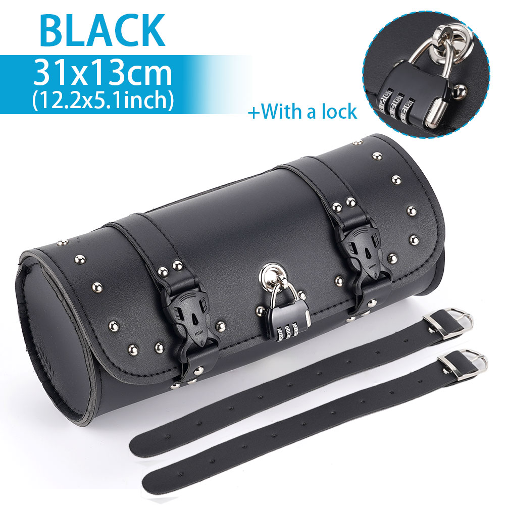 Motorcycle Luggage Storage Pouch Saddlebag Moto Backpack handlebar bag Tool Bag Faux Leather Waterproof Side Pannier Bag Black: Default Title