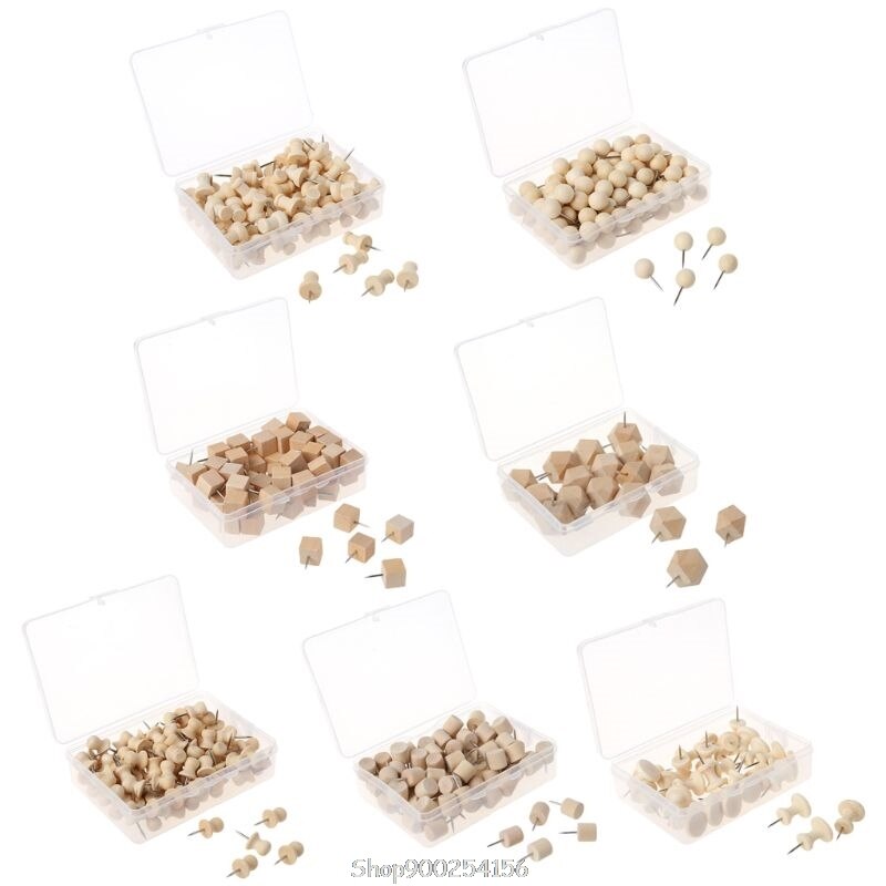 Wooden Thumbtack Board Pins Pushpins Drawing Photo Wall Studs Nail Office School Supplies O01 20