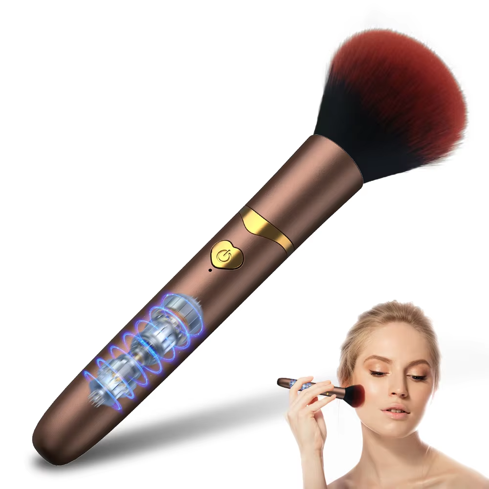 Brocha eléctrica para base 2 en 1, brocha de maquillaje con 7 vibraciones, multifunción, suave, esponjosa, portátil, recargable, herramientas de maquillaje para detalles