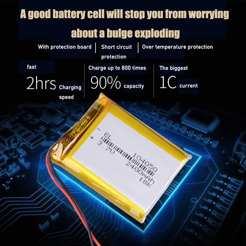 Akumulator 3.7V 2400mAh akumulator li-po 104050 bateria litowo-polimerowa li-po li-ion komórki Lipo dla GPS MP3 MP4 rejestrator jazdy