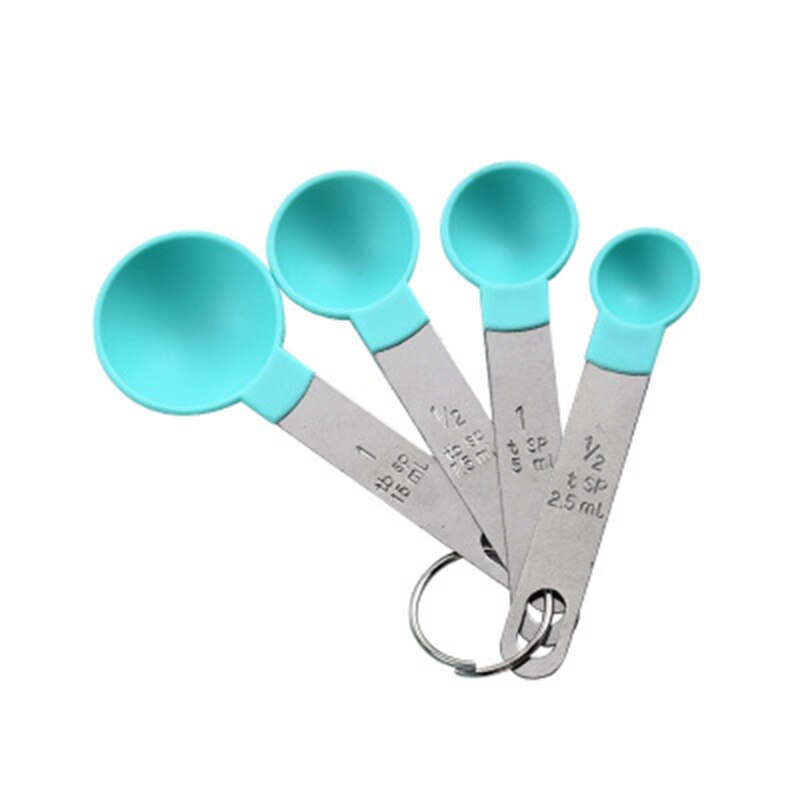 4 Stuks Multifunctionele Lepel Cup Meten Set Geschikt Voor Nemen Koffiebonen Rvs Handvat Keuken Bakken Gadgets: 4pc green  spoon