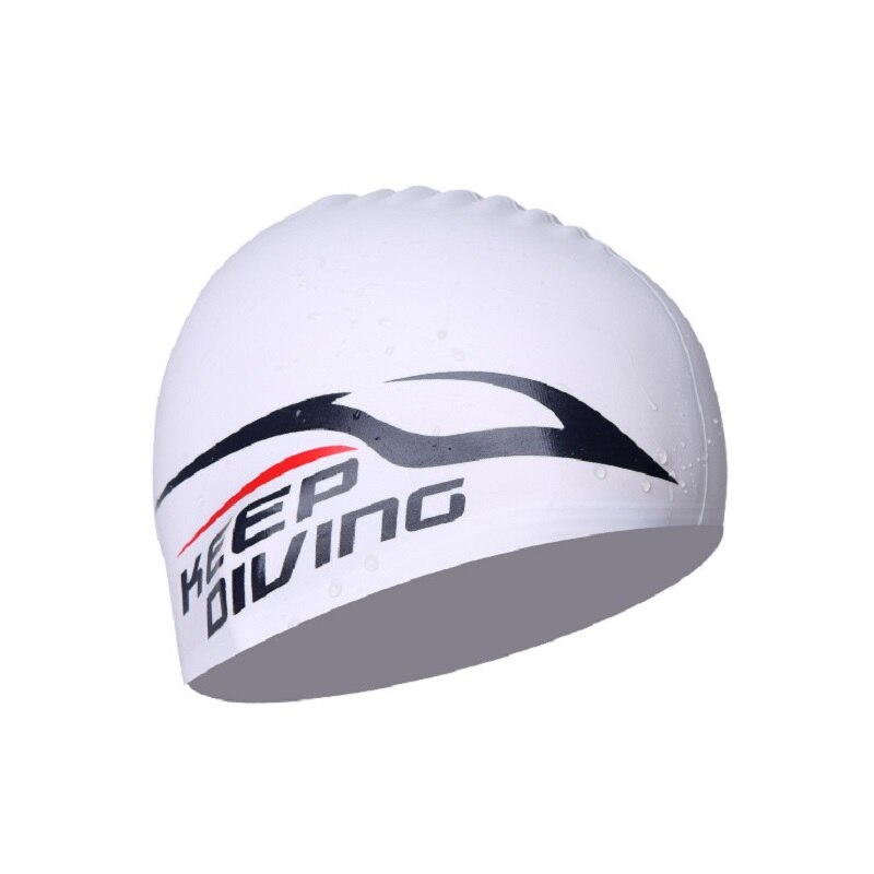 De silicona tela de poliuretano impermeable proteger las orejas Pelo Largo deportes gorro de piscina de natación de 3D forma ergonómica gorras de natación: Blanco