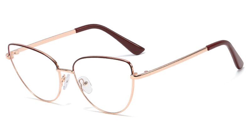 Kachawoo-gafas graduadas para mujer, lentes ópticas de metal, negro, dorado, retro, Ojo de Gato, accesorios para mujer, lente transparente: gold red frame