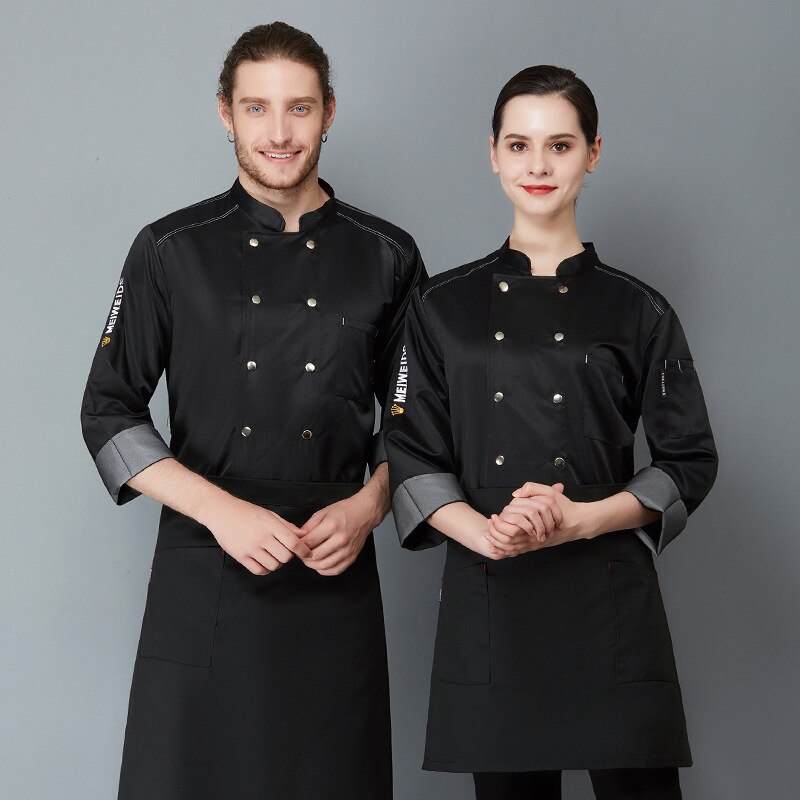 Hotelkoks langærmede qiu dong outfit restaurant spisestue hotelkøkken kokken uniform mand værktøj uniformer