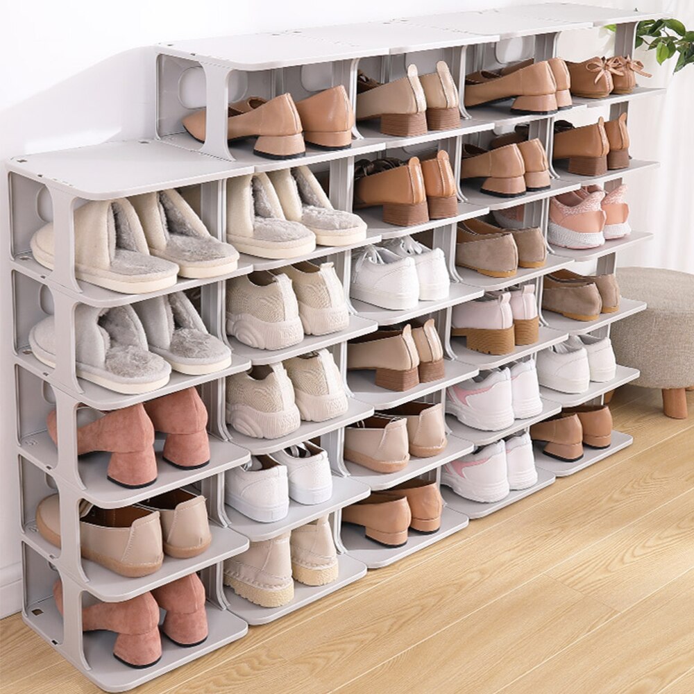 4Pcs/6Pcs Shoes Racks Shelf Large Stackable Shoes Cabinet Shelves Holds Shelf for Shoe Book Home Storage Shoes Organizer