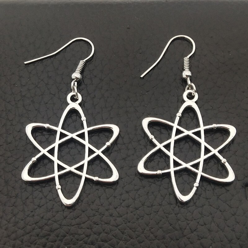 1 Paar Antiek Zilver Zinklegering Earring Geometry Charms Atom Chemie Hangers Voor Sieraden Maken Oorbel Handgemaakte Craft