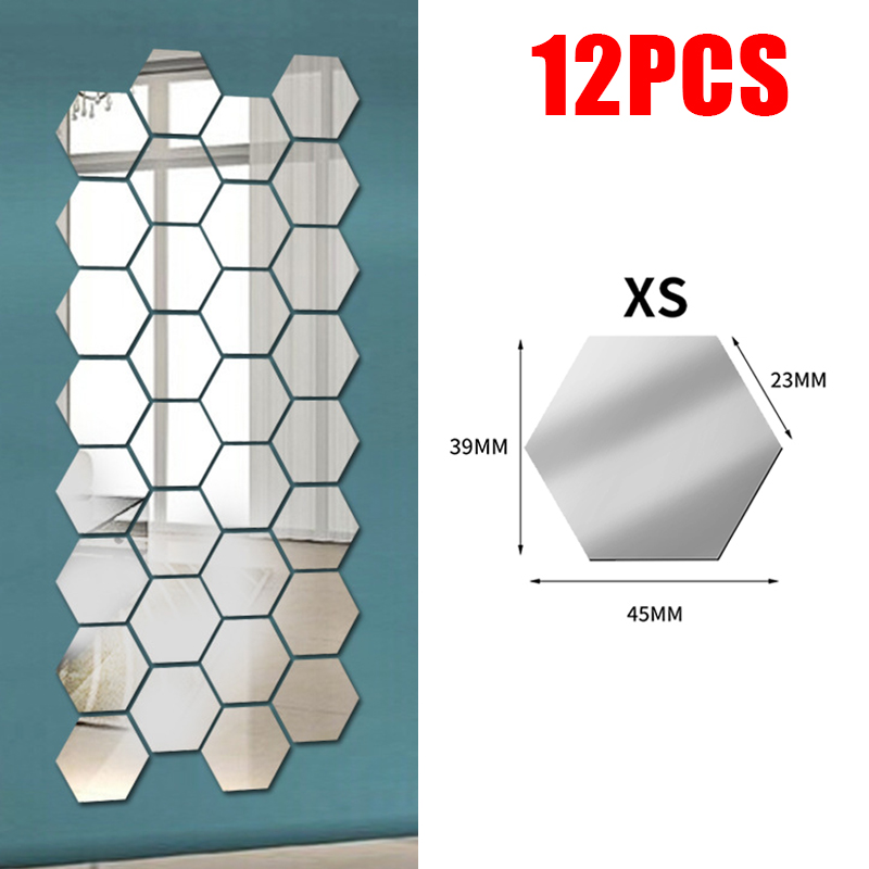 3D zeshoek spiegel muurstickers DIY muur spiegels sticker verwijderbare zelfklevende esthetische mozaïek tegels stickers woondecoratie