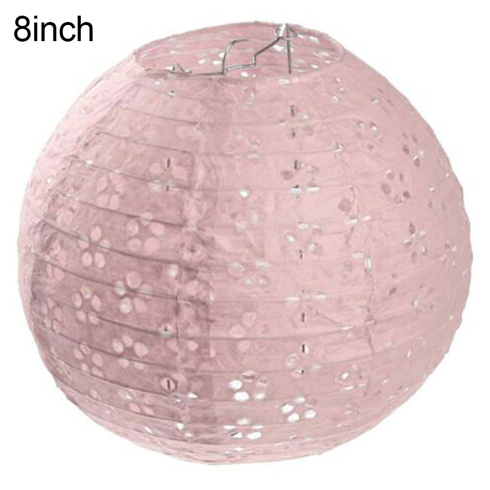 8/12 tommer runde kinesiske papirlanterner lampe fødselsdag bryllup dekoration håndværk gør-det-selv lampion hængende bold festartikler: Lyserød / 8 tommer