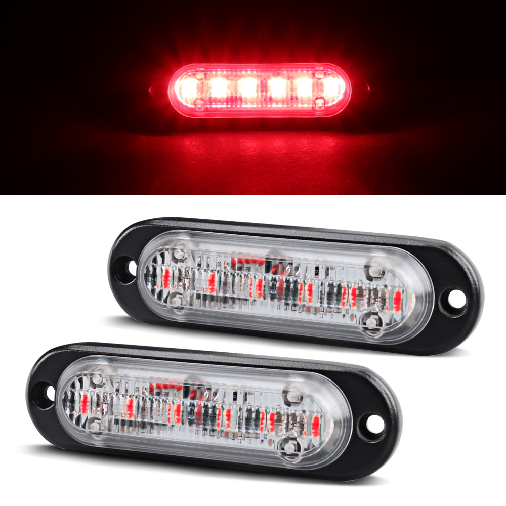 Luces de iluminación auxiliares LED para luces de freno de coche tira de iluminación ambiental automática SUV ATV camión lámpara de señal de marcha atrás ámbar blanco: Rojo