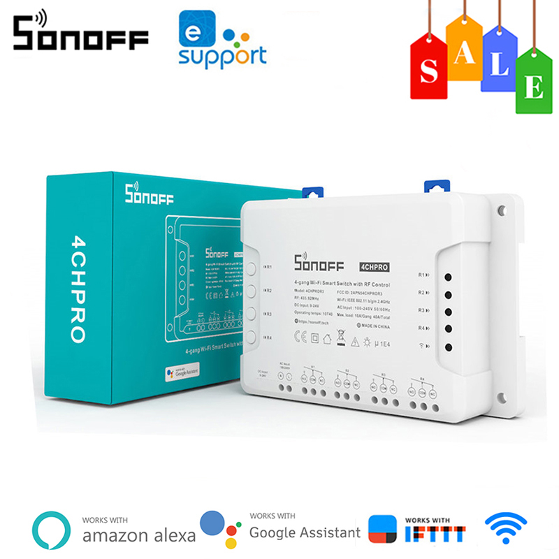 Sonoff 4CH R3/4CH PROR3 WiFi Smart Switch 4 Gang Wireless Switch Countdown Timing Remote Control Home Automation Via Ewelink APP