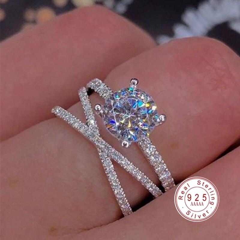 925 Sterling Zilveren Hart Pijl Shining Kristal Ring voor Vrouwen AAA Zircon Engagement Trouwringen Sieraden: 8