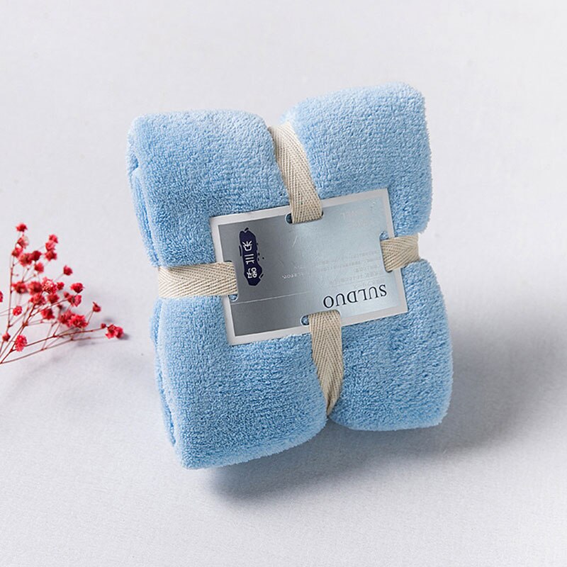 Serviette de bain de luxe en éponge velours pour adultes, 36x80cm, grande serviette douce et absorbante, couleur unie, pour salle de bain: sky blue