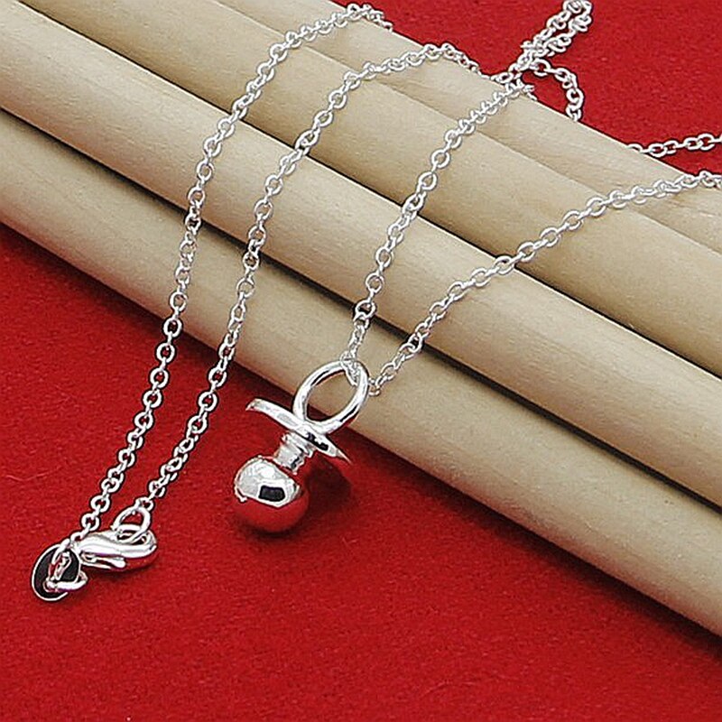 Mærke 925 sterling sølv baby sut rund vedhæng halskæde til kvinder pige sølv smykker halskæde