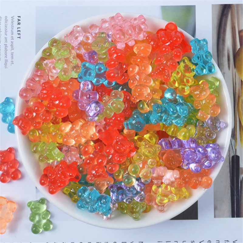 12Pcs Mini Bear Beads Rubber Soft Slime Charms Plasticine Slime Accessories Beads For Crystal Mud Fluffy Slime Random Color: Default Title