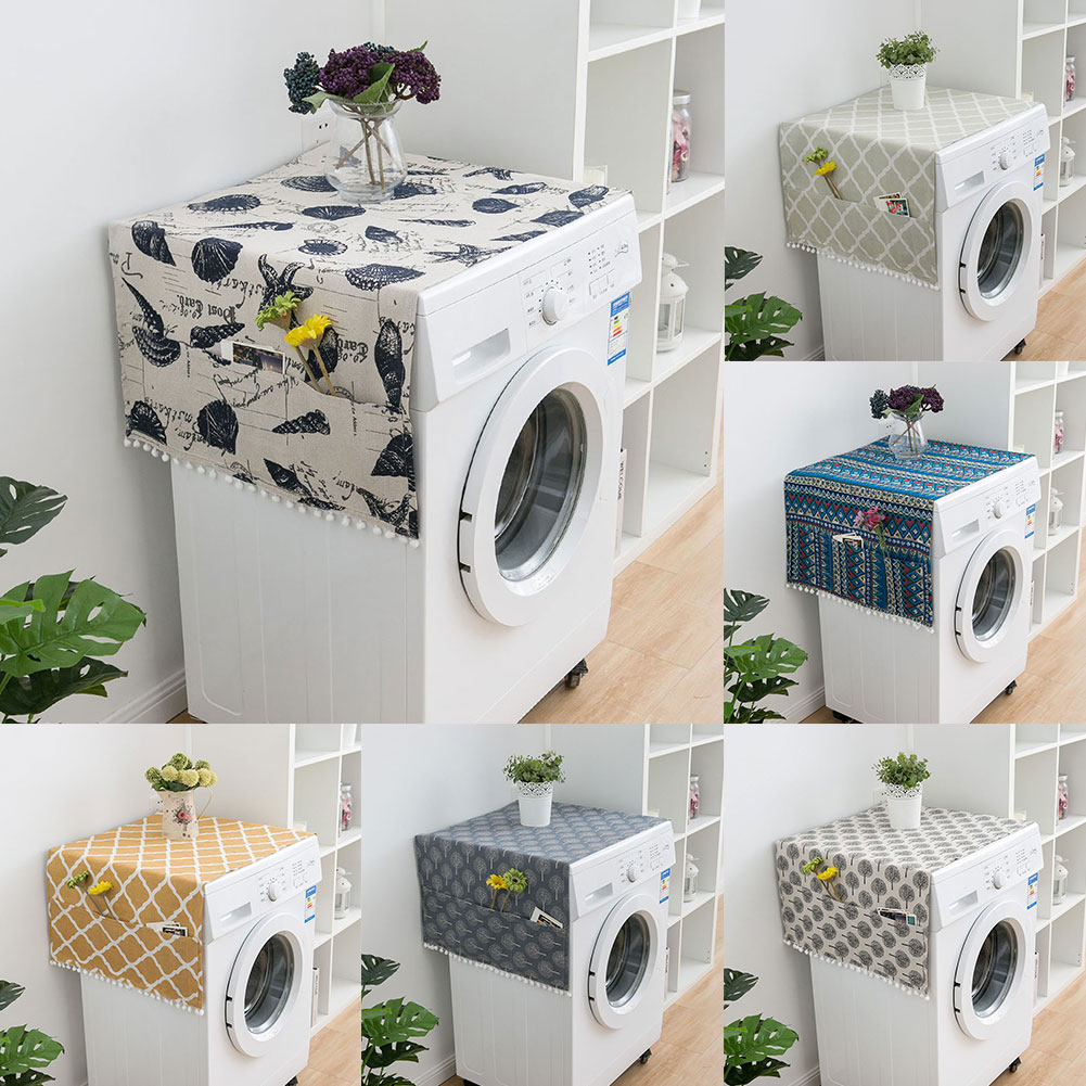 Geometrische Ruit Dust Covers Wasmachine Covers Koelkast Dust Met Pocket Katoen Dust Covers Home Cleaning