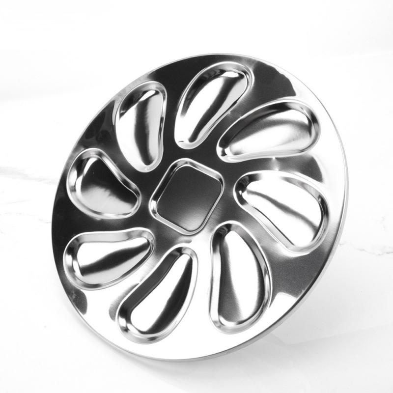 8 Slots Large Oyster Plate Stainless Platter Unmarked Platter French Oyster Mussel Shellfish Seafood Tray Home Restaurant Dish