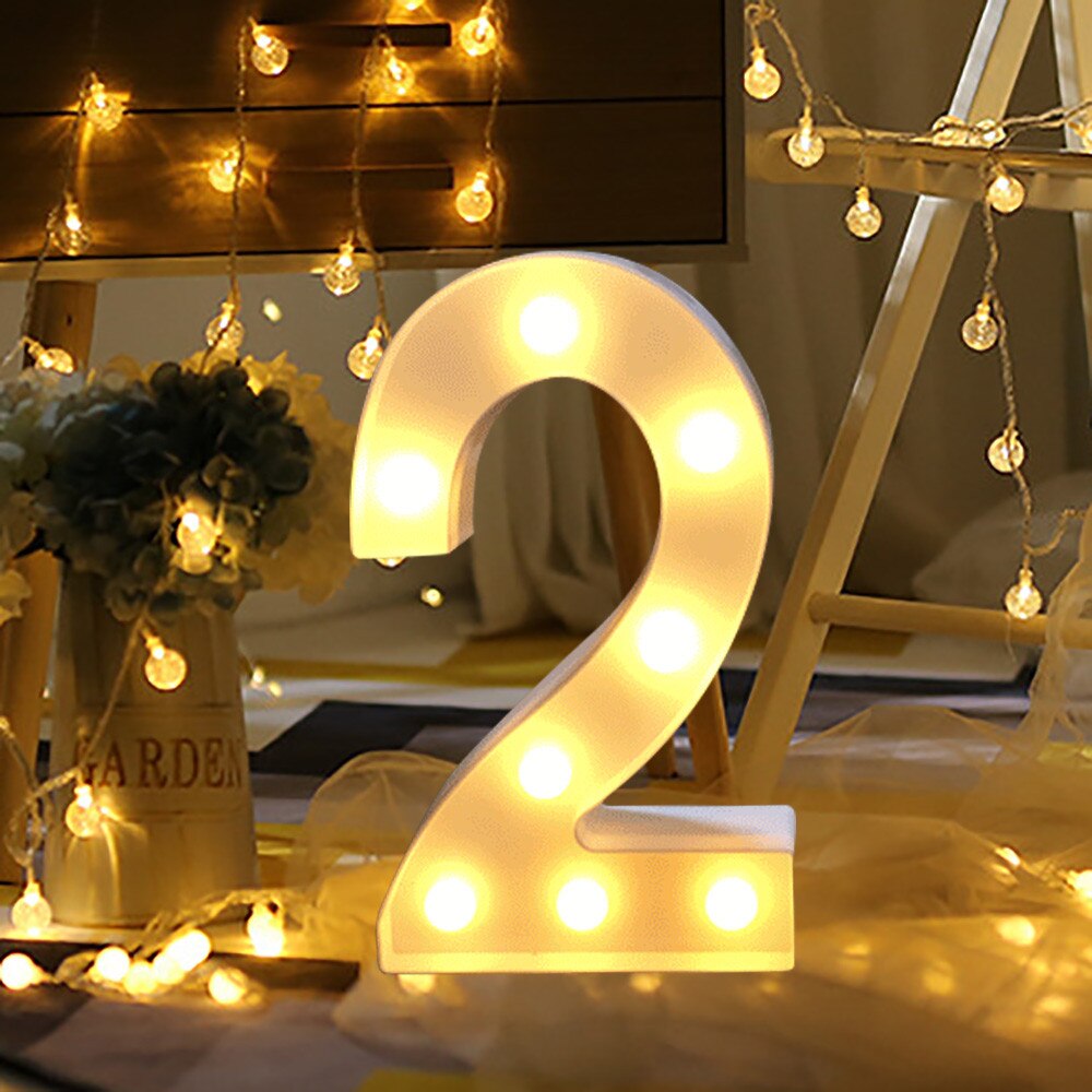 LED Digital Light Number Lamp Alphabet LED Digital Wedding Decoration Light Up White Plastic Digital Standing Hanging Lights: C