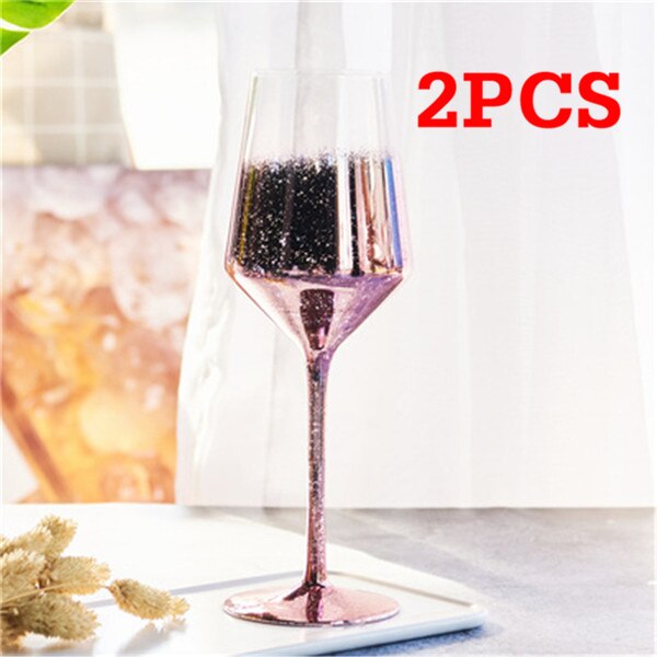 Färgglada rödvinsglas färgglada kristall champagne bägare bröllopsrostning glas fest middag dryck kopp heminredning: Rosa stil 1-2 st