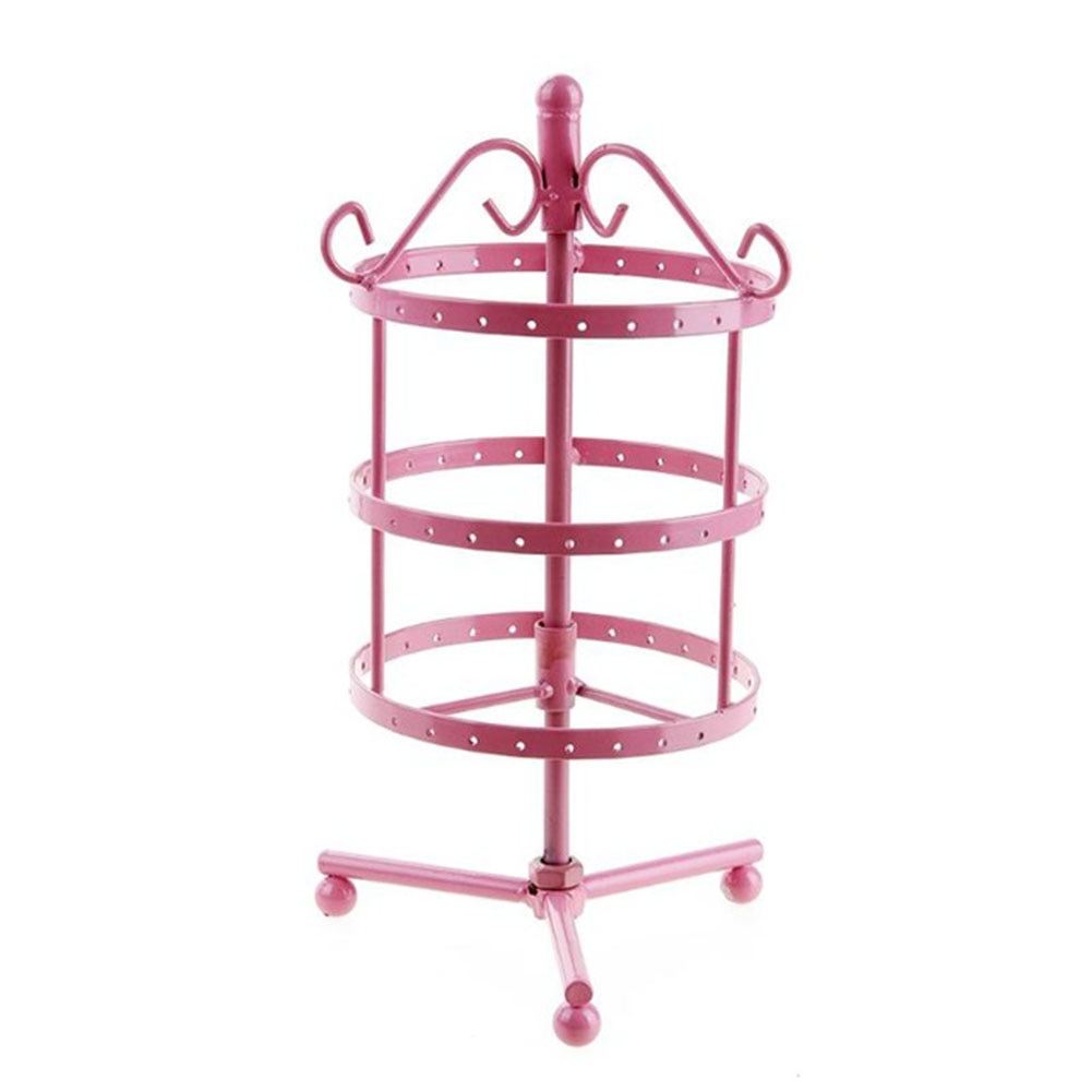 3 Tiers 72 Löcher Runde Ohrringe Display Rack Metall Rotierenden Schmuck Ständer Halter: Rosa