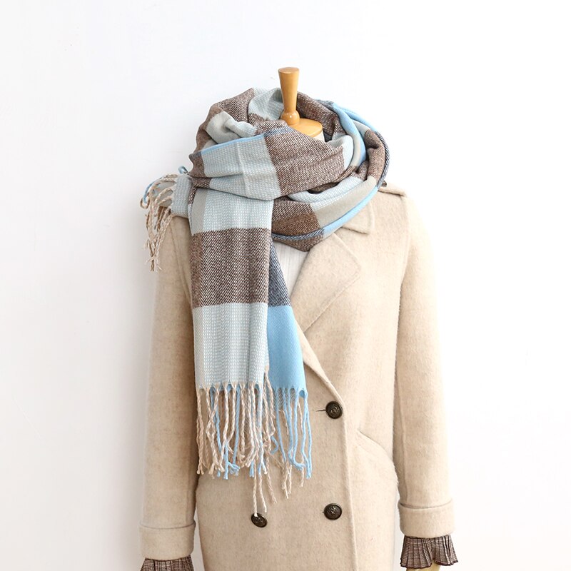 Bufanda de clásica para hombre y mujer, pañuelo de invierno a cuadros escoceses, cálido, informal, a la , de imitación de Cachemira, novedad de: 5