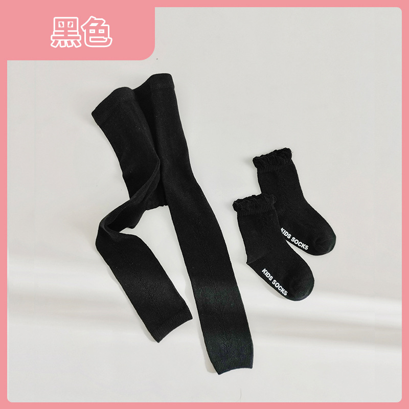 Leggings + calzini per bambini per bambini Set pantaloni per bambina per bambini primavera estate nuovo cotone morbido Mesh traspirante Leggings per bambino: Black / L