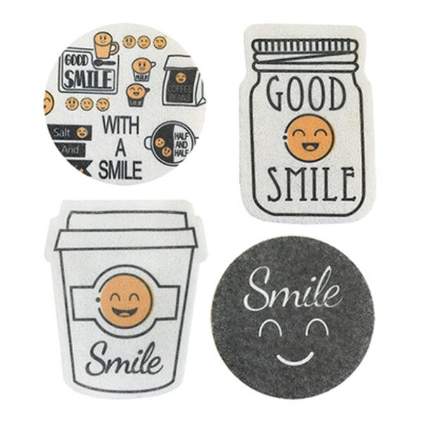 4PCS Smiley Face Thick Sponge Strong Decontamination Dish Washing Cloth Kitchen Cleaner Sponges Scouring Pads: Default Title