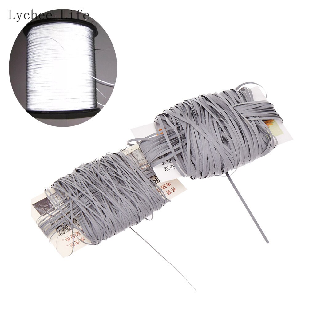 Lychee life 50m dubbelsidig reflekterande lina pvc garn tråd för kläder gör det själv syhantverk