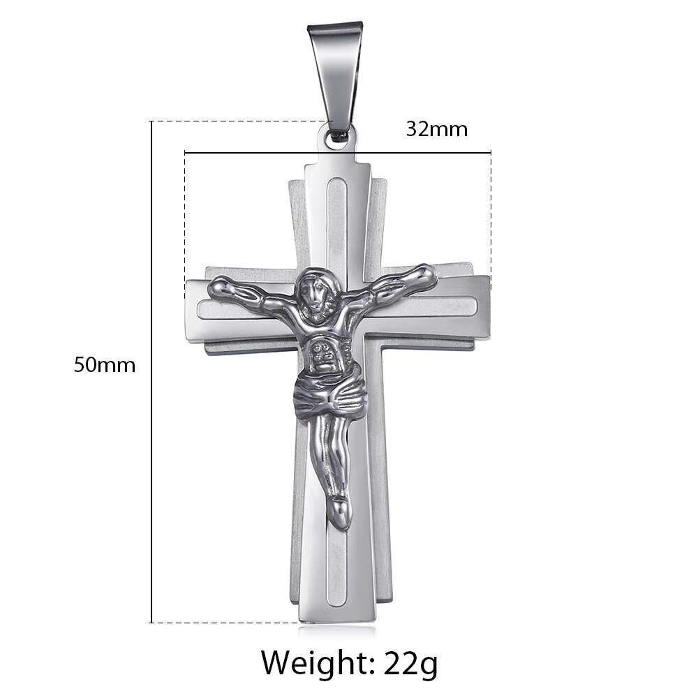 Trendsmax Men's Jesus Cross Pendant Stainless Steel Charms Gold Silver Color Male Jewelry KPP3: KP502