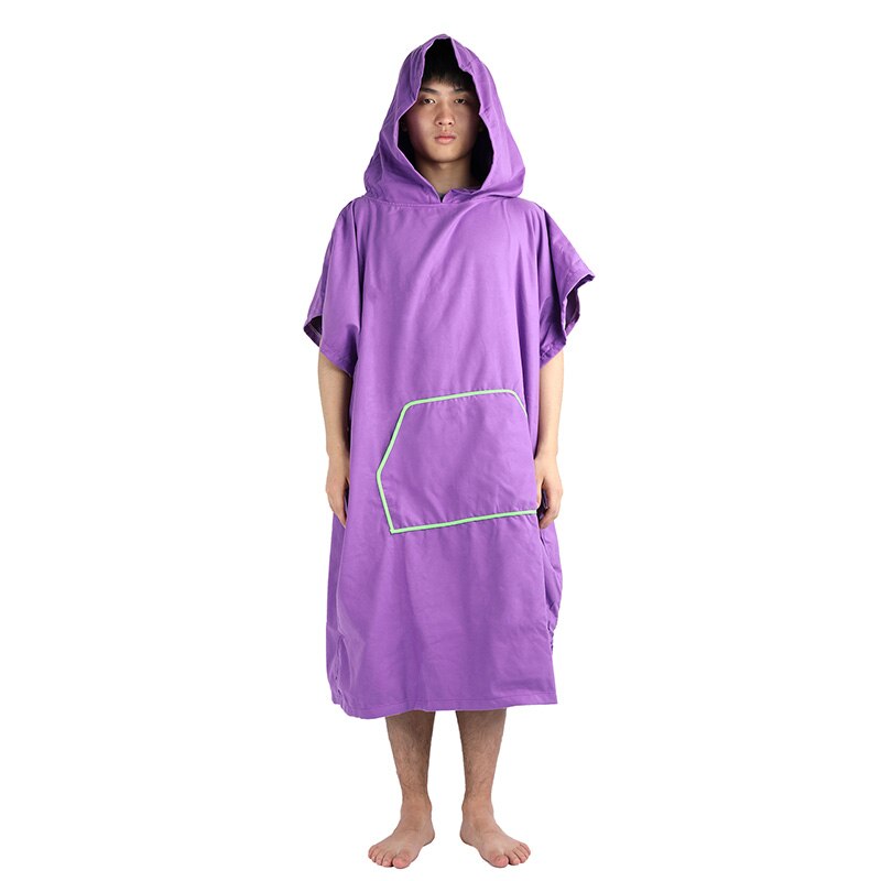 Albornoz sin mangas cambiante con bolsillo, Poncho de toalla de secado rápido para Surf con capucha, talla única