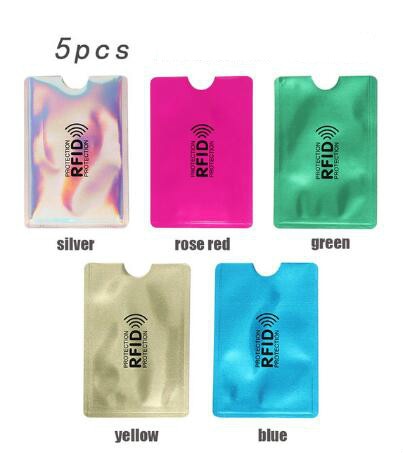 5 pcs / pack Anti Lock RFID Reader Wallet Locking Bank Credit Id Card Holder Bank Protective Aluminum Metal Card Case Stand NFC