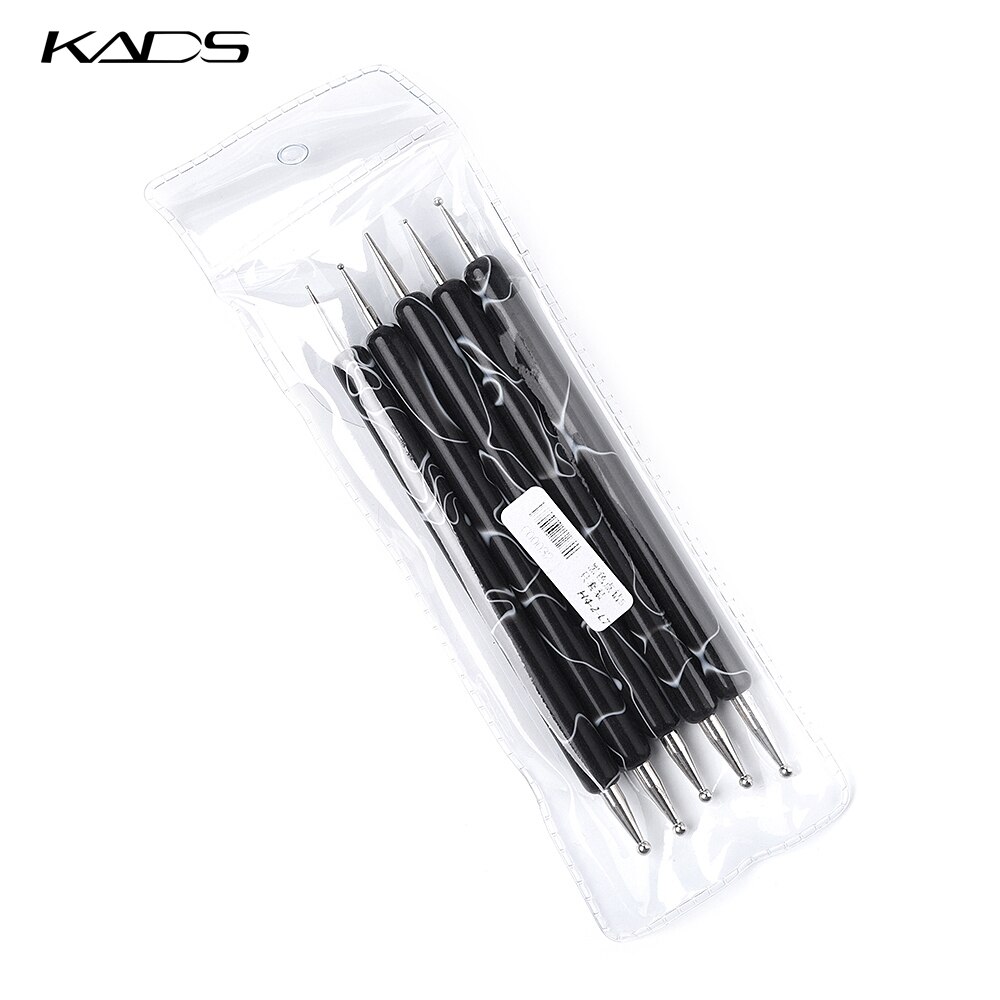 Kads 5 Stks/set 2 Way Puntjes Marbleizing Schilderen Pen Kits Tool Nail Art Dot Puntjes Tool Nail Care Manicure Tool