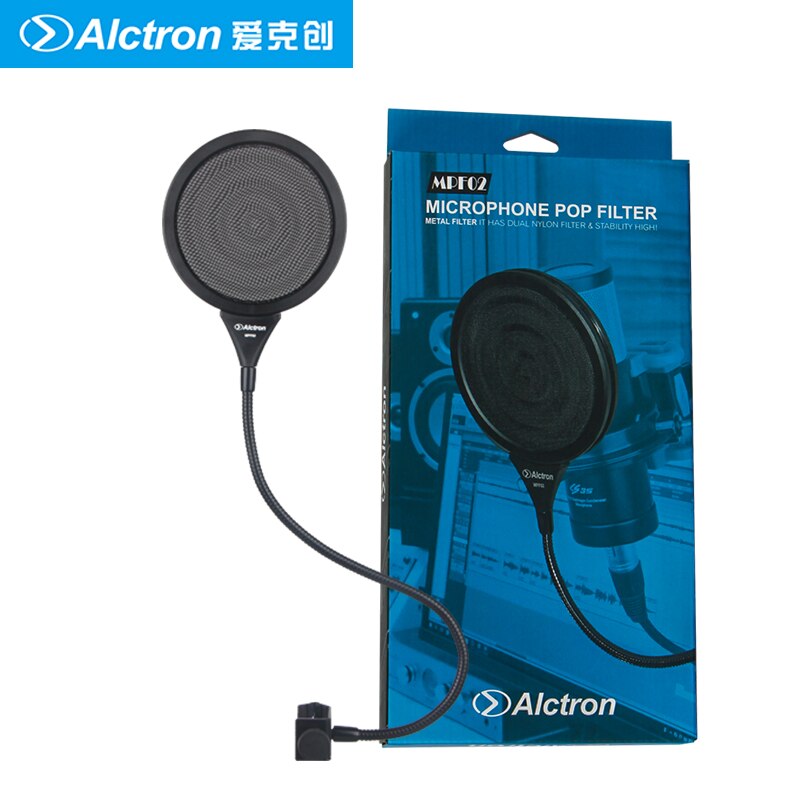 Alctron-filtro mpf02 para gravação em estúdio, performance de palco, material de metal duplo, com braçadeira de novo design