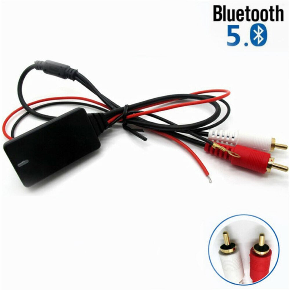 12V Car Bluetooth 5.0 AUX Receiver Module – 2 RCA Interface Cable Adapter – Black