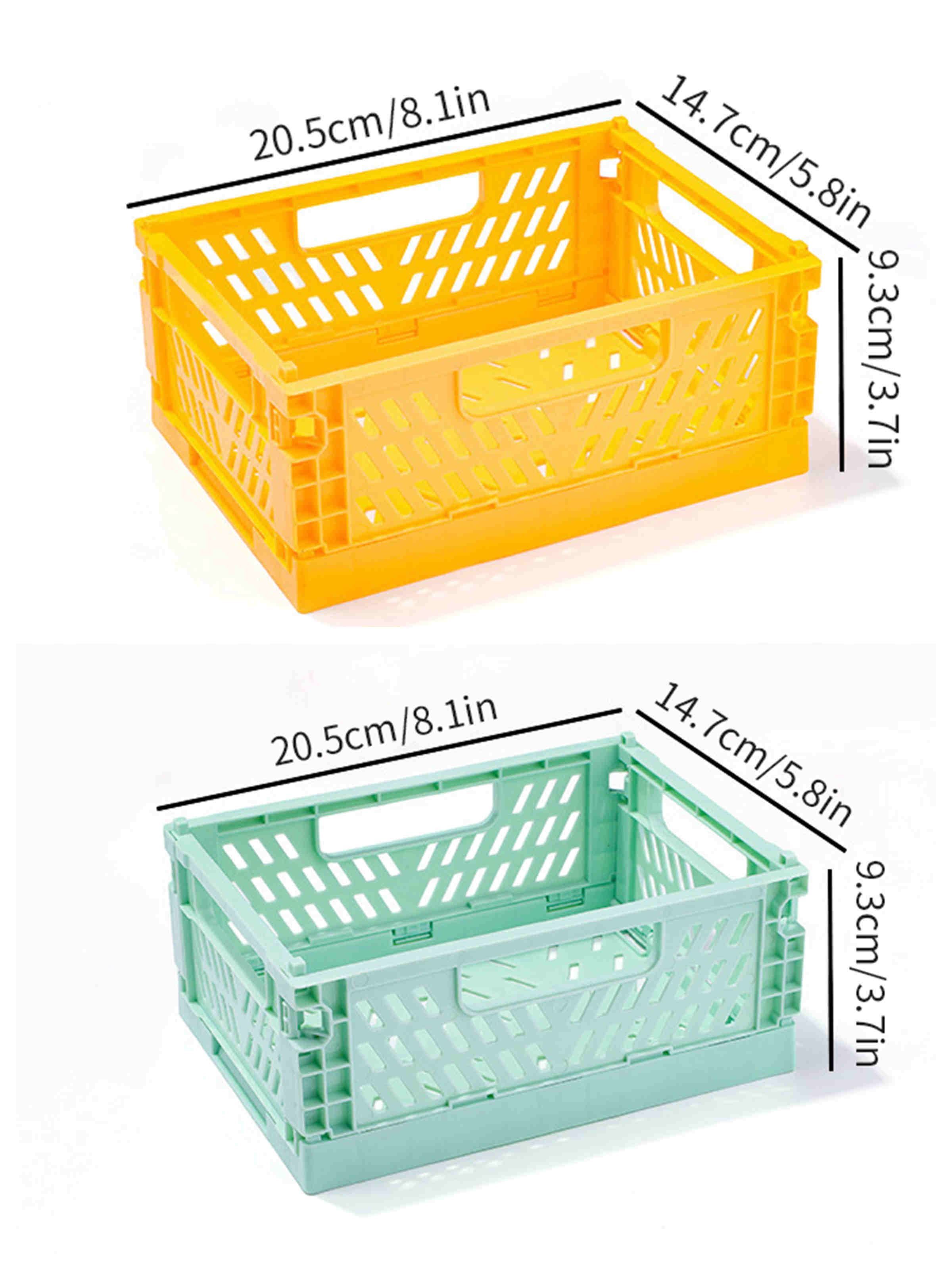 Sammenleggbar oppbevaringskurv i plast til husholdning, student, sammenleggbar kasse, mangfoldig arrangør, stabelbar skuffbeholder: Plomme