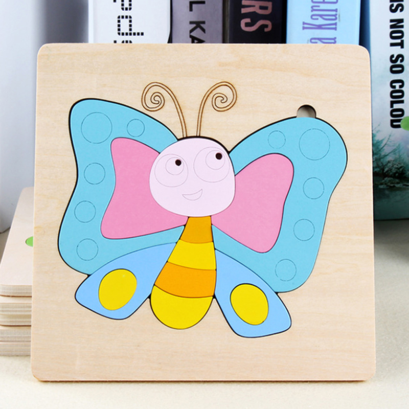 Kleurrijke Baby 3D Puzzel Houten Speelgoed Kids Cartoon Dieren Geheugen Puzzels Kinderen Educatief Speelgoed: Butterfly