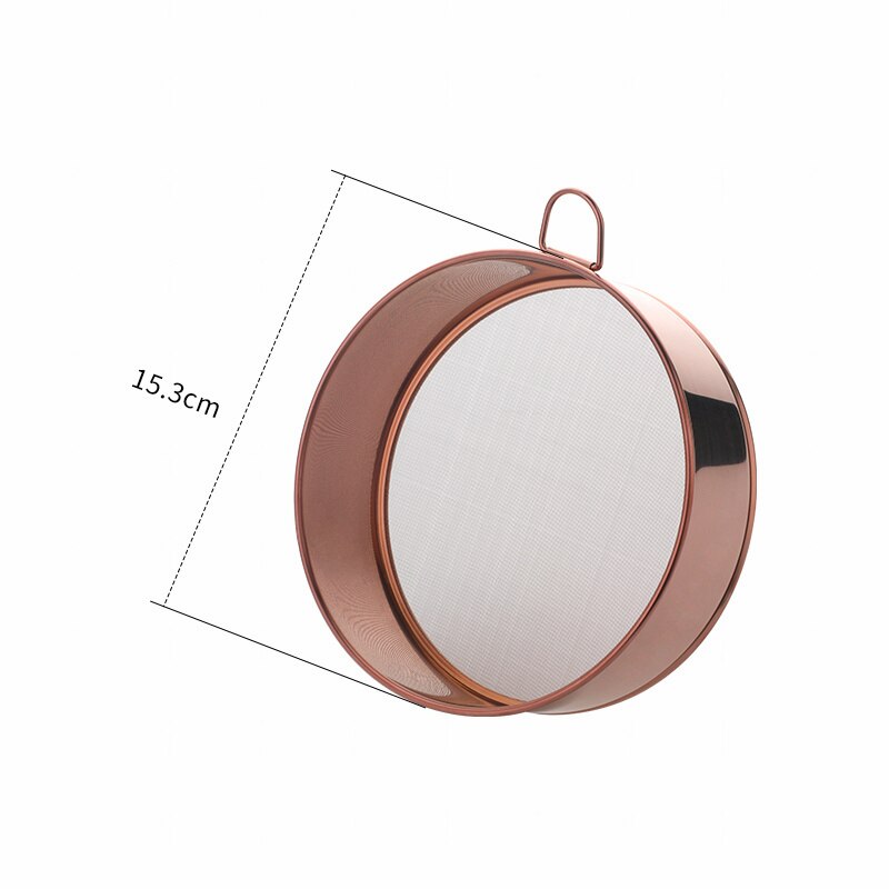 1/2Pcs Cuisine Rond Fine Maille Tamis Filtre À Farine Domestique Tamis à Farine En Acier Inoxydable Filtre à Thé De Cuisson Poudre De Cacao Tamis: 1pc rose gold S