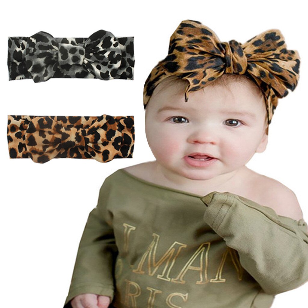zubehör Kinder Mädchen Baby Kleinkind Leopard Turban Abnehmbare Verknotet Bogen Hut Cap Stirnband Haarband Headwear Baby Kinder