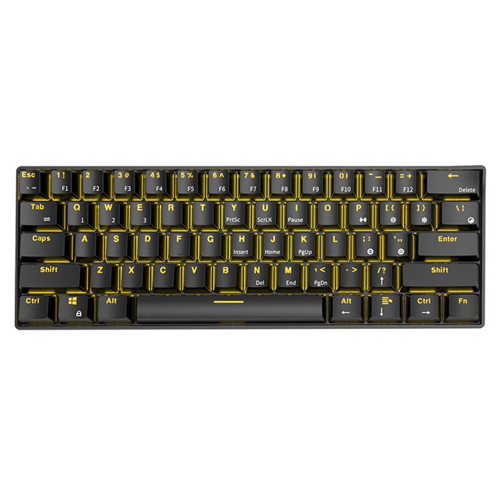 RK61 Wireless Bluetooth Mechanical Gaming Keyboards Slim 61 Keys RGB Single LED Backlit Backlight for Android/Windows/iOS: Black