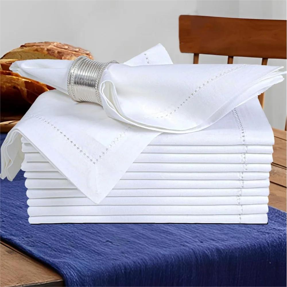 6er-Set Servietten aus Leinen mit Saumnaht, Weihnachts-Stoffservietten, Naturfarben, Abendessen-Servietten, waschbare Flachs-Stoffserviette: Licht Gelb