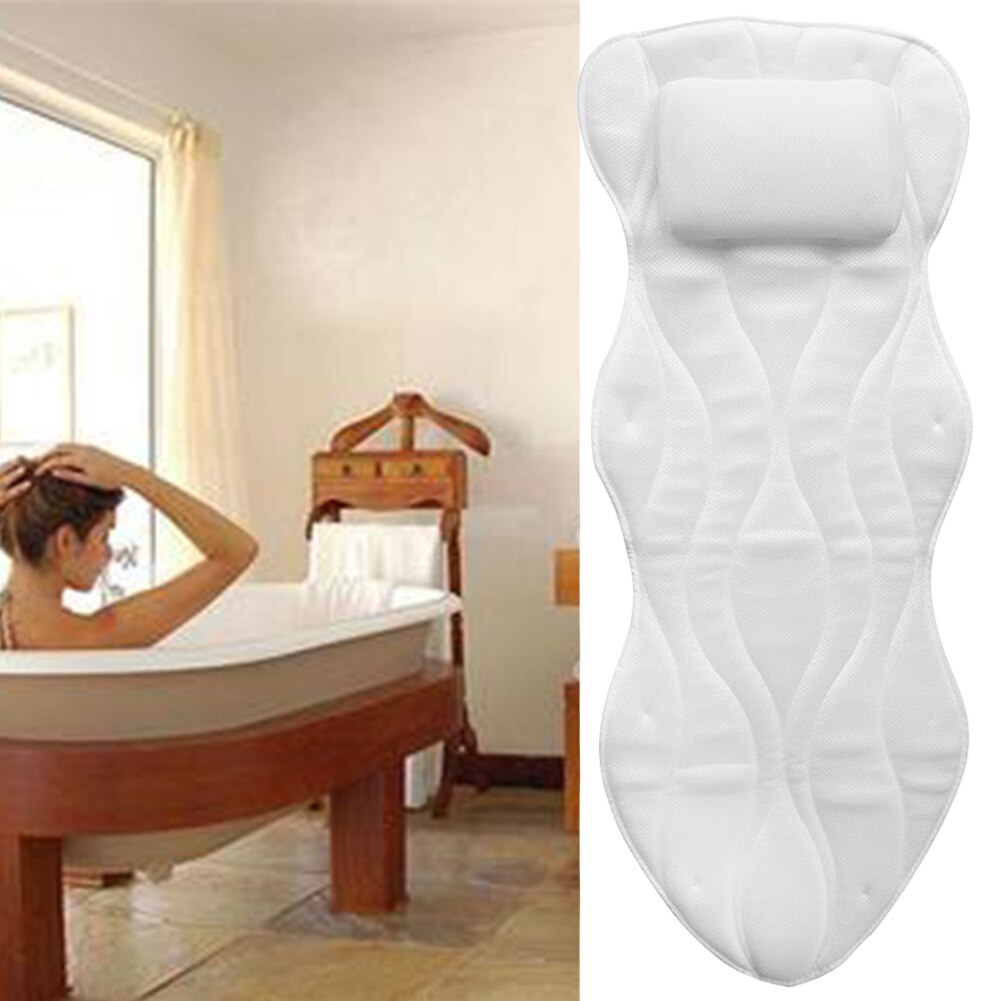 Full Body For Adults Large Bath Cushion PVC Super Thick With Pillow Non-Slip Spa Mattress 3D Mesh Layer Home Shower Quick Dry